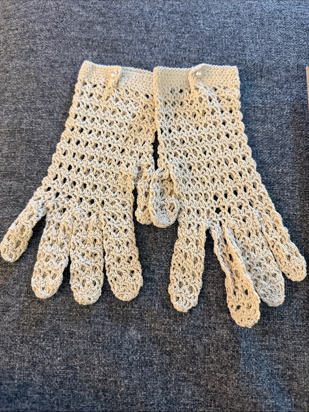 Hand-Crocheted Cream Lace Gloves - Women's Accessories